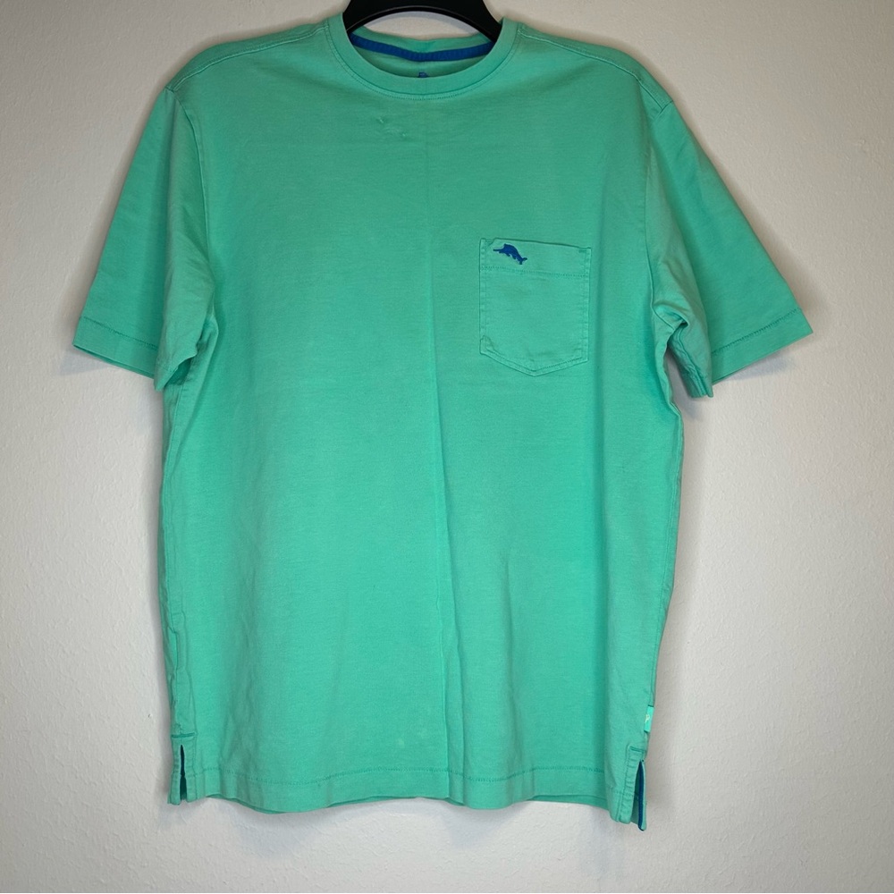 Tommy Bahama Crewneck Relaxed Fit Pima Cotton Teal Short Sleeve Shirt Size XS